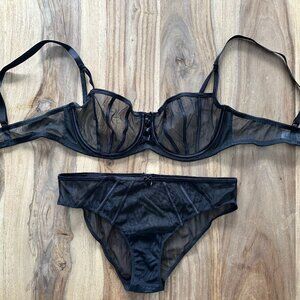 Black Sheer Bra + Panties Set